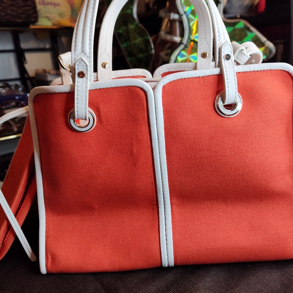 Kate Spade New York Sam Canvas Crossbody Orange Aprox Size